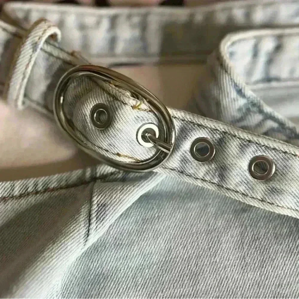 WeWoreWhat Cut-Out Denim Mini Skirt in a Super Light Indigo Wash. Sz Small. NWT! - Picture 6 of 14